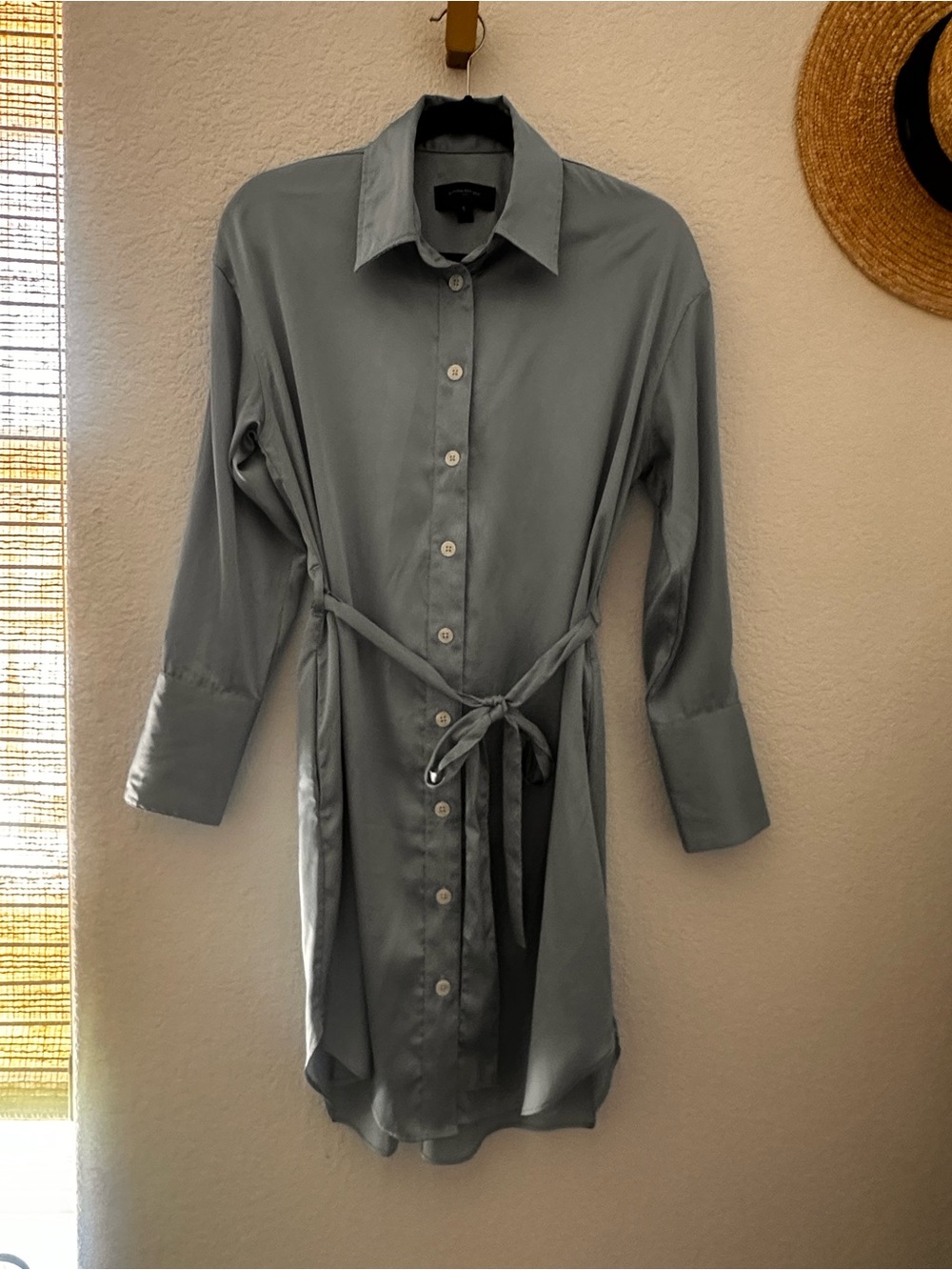 Banana Republic Light blue  Long-Sleeve Shirt Dress with Tie Waist